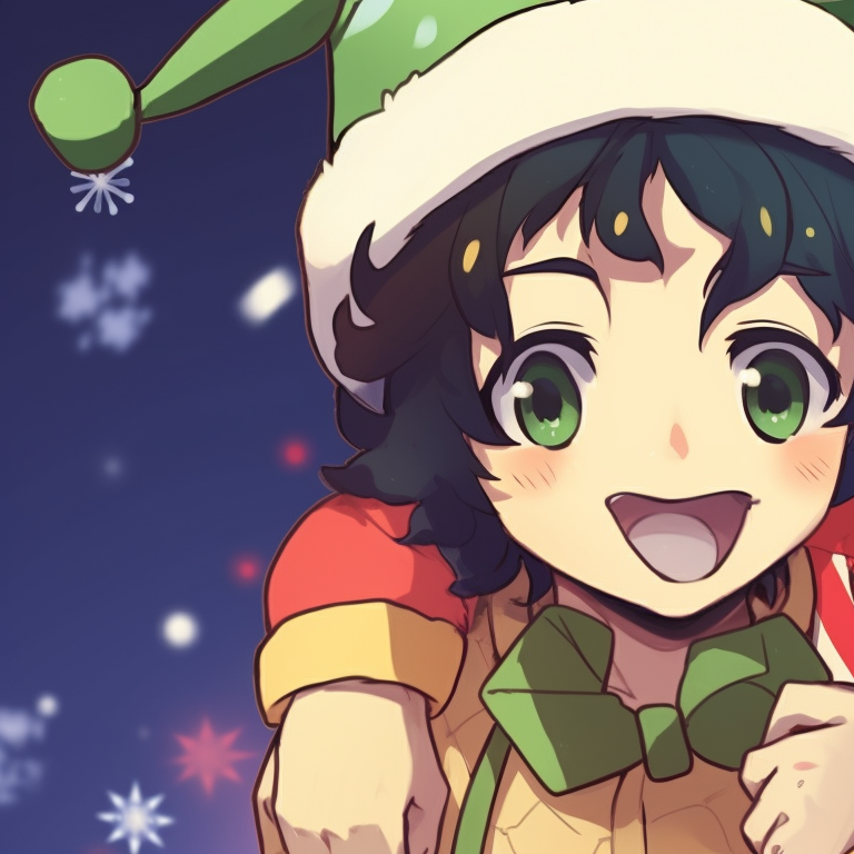 Two characters longing for each other, with soft shading under a wintery dusk. awesome matching demon slayer christmas pfp collection pfp for discord.