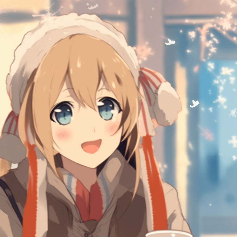 Two characters outdoors, snow falling, enjoying a playful snowball fight. trendy matching christmas pfp gif pfp for discord.