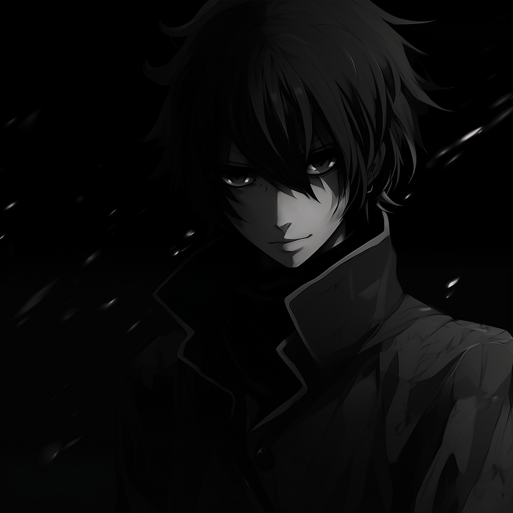 Black-haired anime maiden showcasing a delicate art style with soft shading and pastel accents. black pfp anime characters pfp for discord.