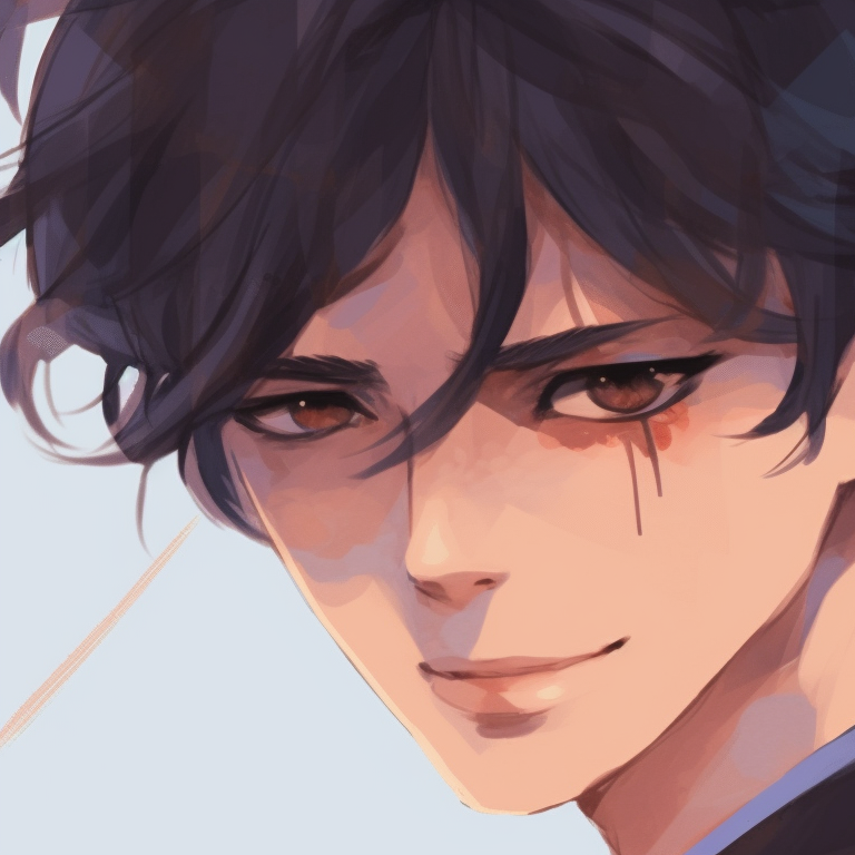 Two characters with half masks, traditional outfits, sharp lines and contrasting colors. pfp matching for couple models pfp for discord.