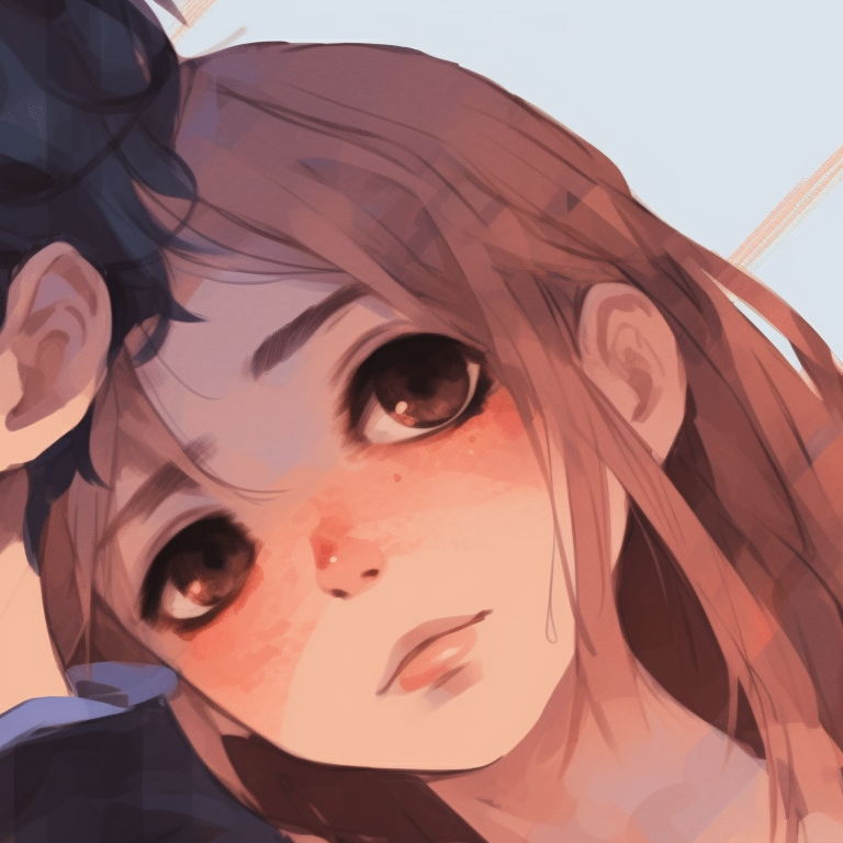 Two characters with half masks, traditional outfits, sharp lines and contrasting colors. pfp matching for couple models pfp for discord.