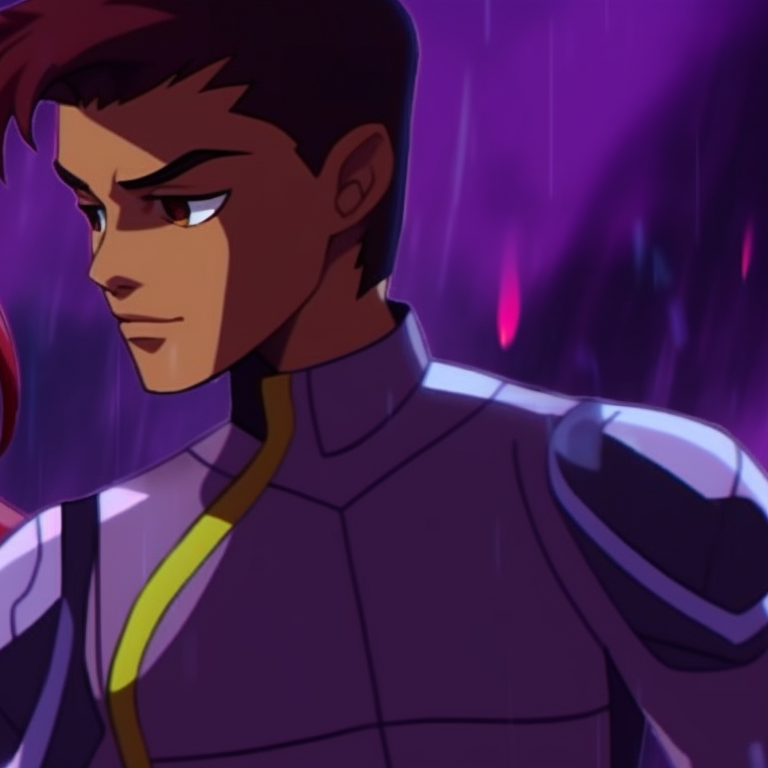 Robin and Starfire in battle poses, dynamic composition and intense coloring. teen titans robin and starfire matching pfp pfp for discord.