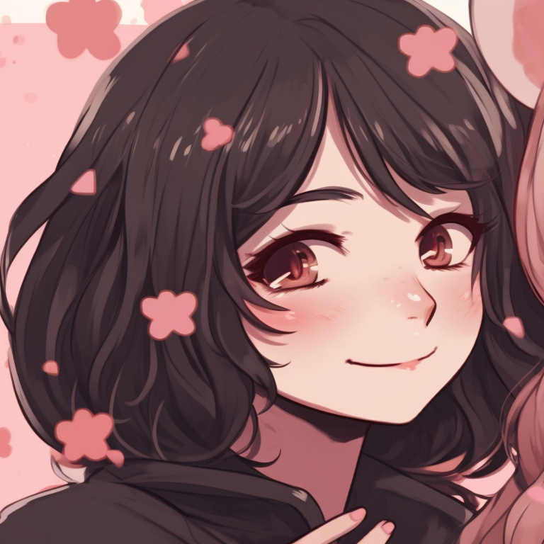 Two characters, soft pinks and watercolour style, surrounded by sakura blossoms. funky pfp matches for 2 besties pfp for discord.