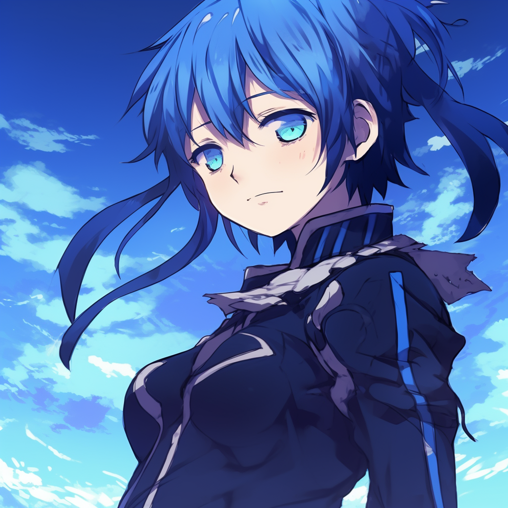 A radiant anime cityscape bathed in enchanting blue lights, depicting a nightly scenario. variety of blue anime pfp