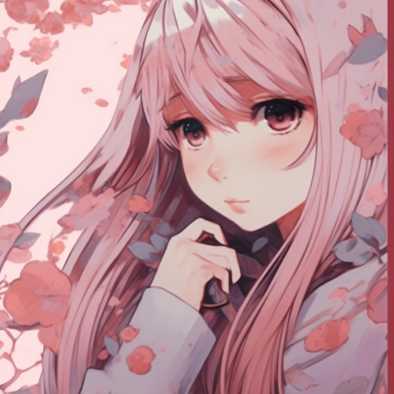 Two characters on a cherry blossom backdrop, detailed flowers and soft hues. anime pfp matching of lovebirds pfp for discord.