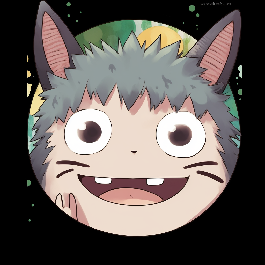 Close up of Totoro with a big smile, intricate details on the grin. unforgettable anime pfp funny pfp for discord.