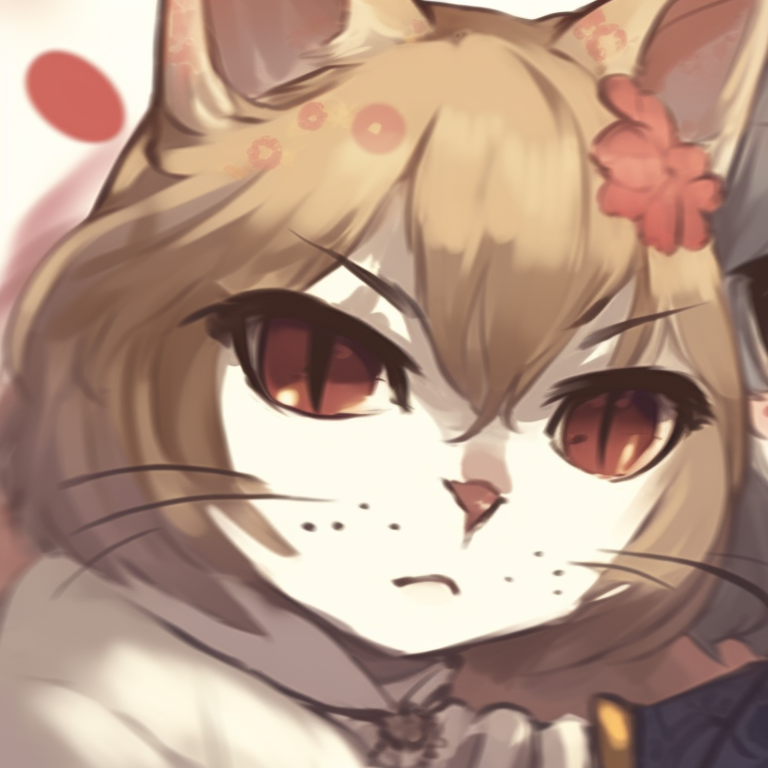 Two adorable characters in pastel colors, soft shading with cat ears and an overall kawaii demeanour. boy and girl cat matching pfp pfp for discord.