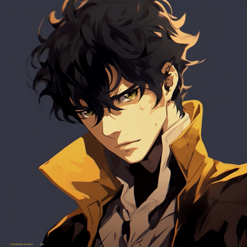 Spike Spiegel of Cowboy Bebop in a stylish profile filled with interesting color scheme and intense attention to detail. stylish male anime pfp