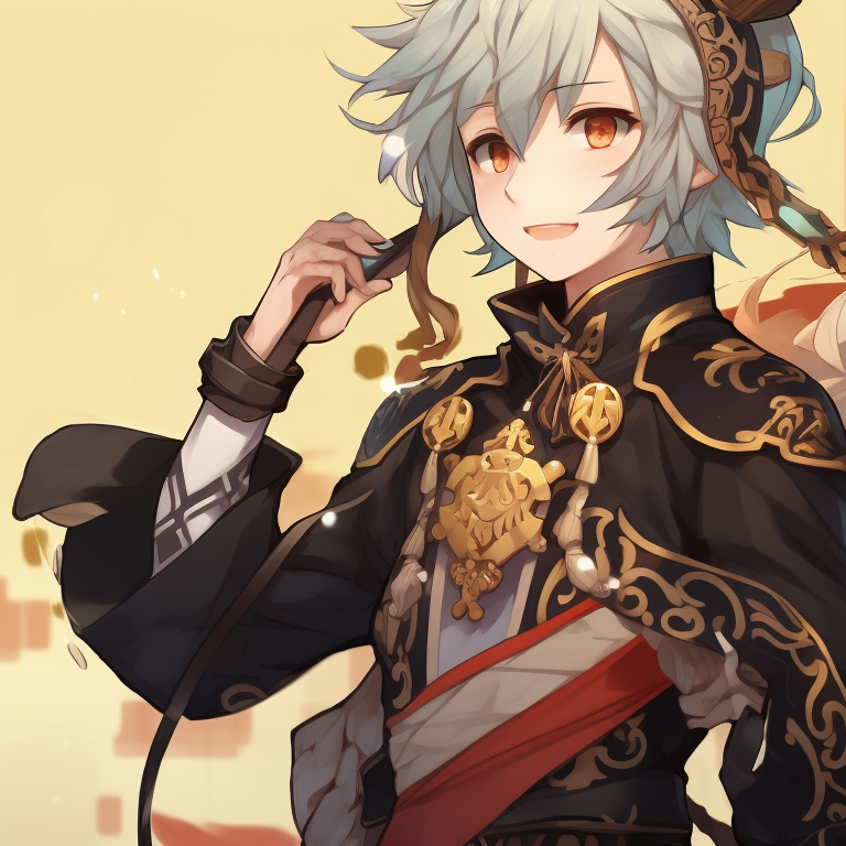 Two characters in a story-setting, vivid colors and detailed background, sharing an adventure. genshin impact matching pfp styles pfp for discord.