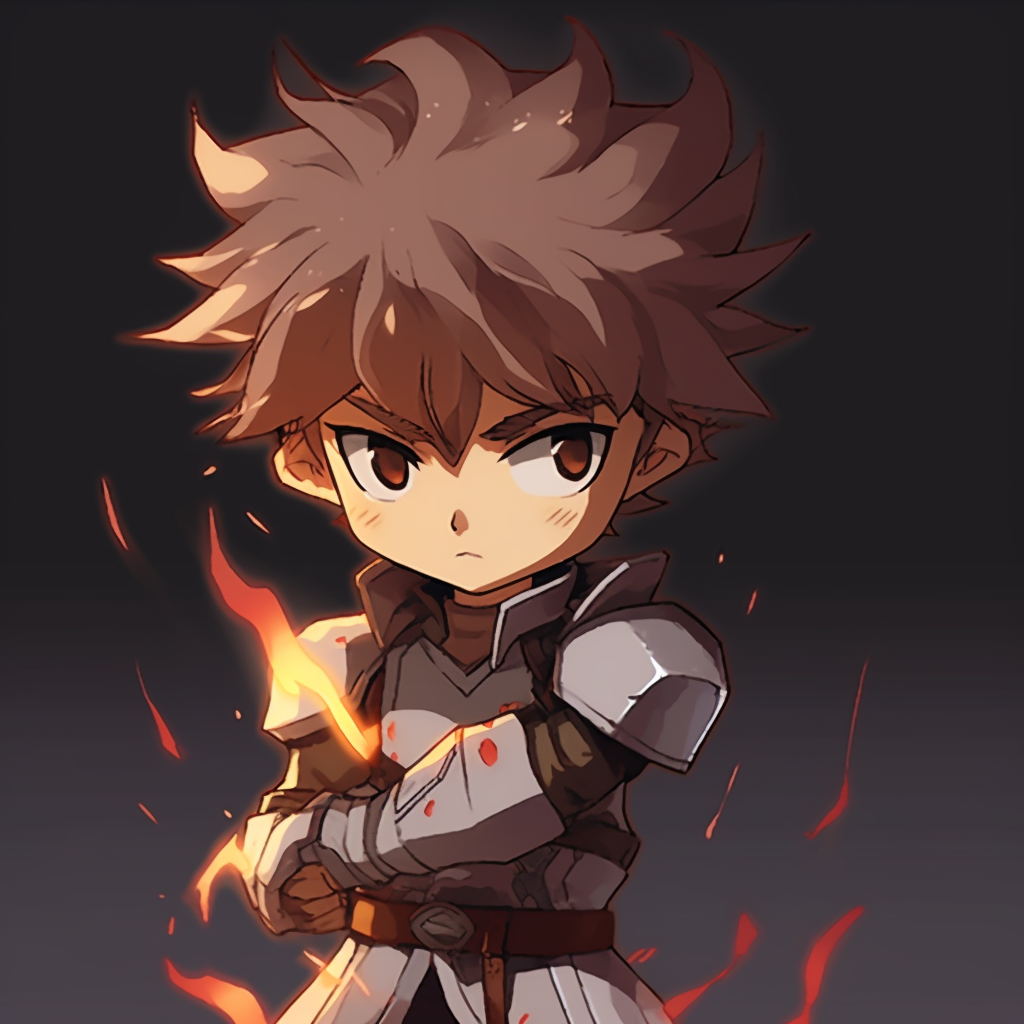 Cute chibi knight in armor, with bold outlines and simple shading. best animated pfp for discord