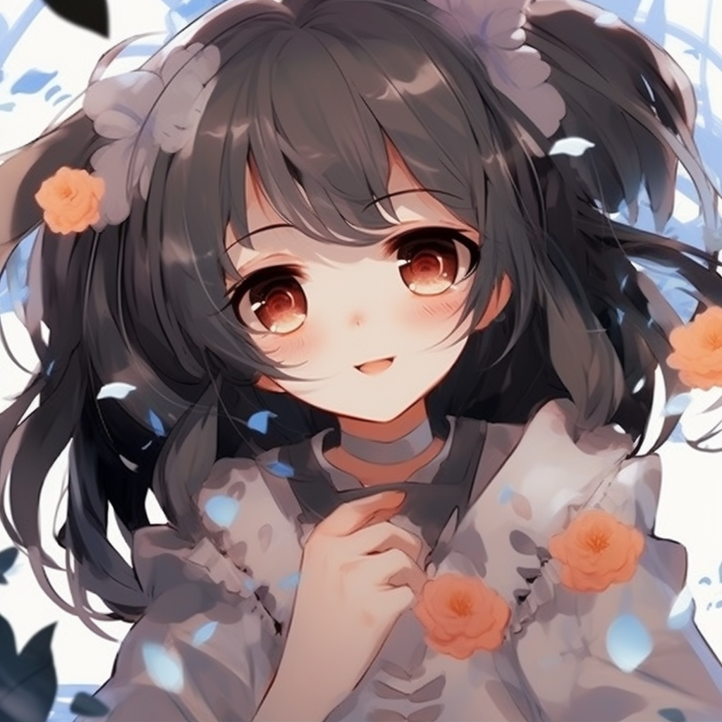 Anime girl dressed in a cute summer outfit, bright colors and shading accentuate her cheerful personality. charming girl anime pfp