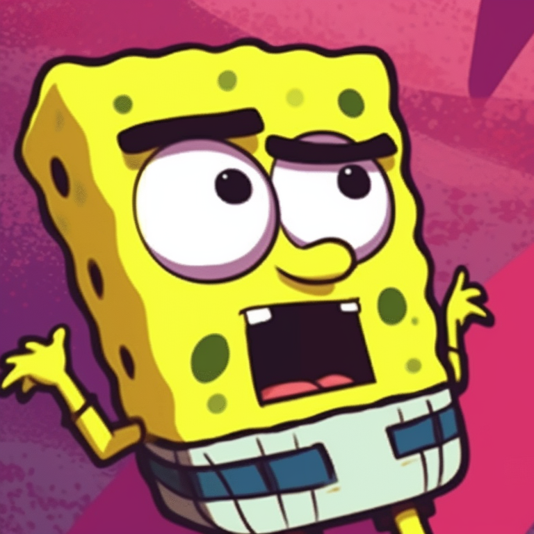 Close-up of two characters, bright colors, distinctive spongy and squishy textures. spongebob character matching profile pictures pfp for discord.