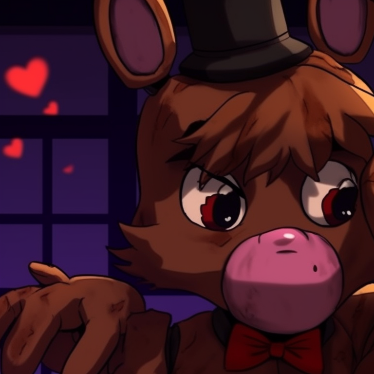 Foxy and Chica under a moonlit dinner setting, vivid colors and whimsical theme. find your perfect fnaf matching pfp pfp for discord.