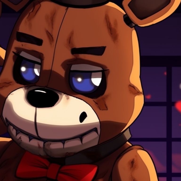 Foxy and Chica under a moonlit dinner setting, vivid colors and whimsical theme. find your perfect fnaf matching pfp pfp for discord.
