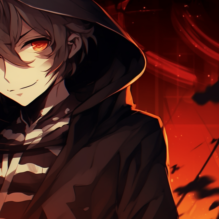 Close up of Chuuya and Dazai, high contrast, with a menacing backdrop of a moonlit forest. chuuya nakahara halloween pfp pfp for discord.