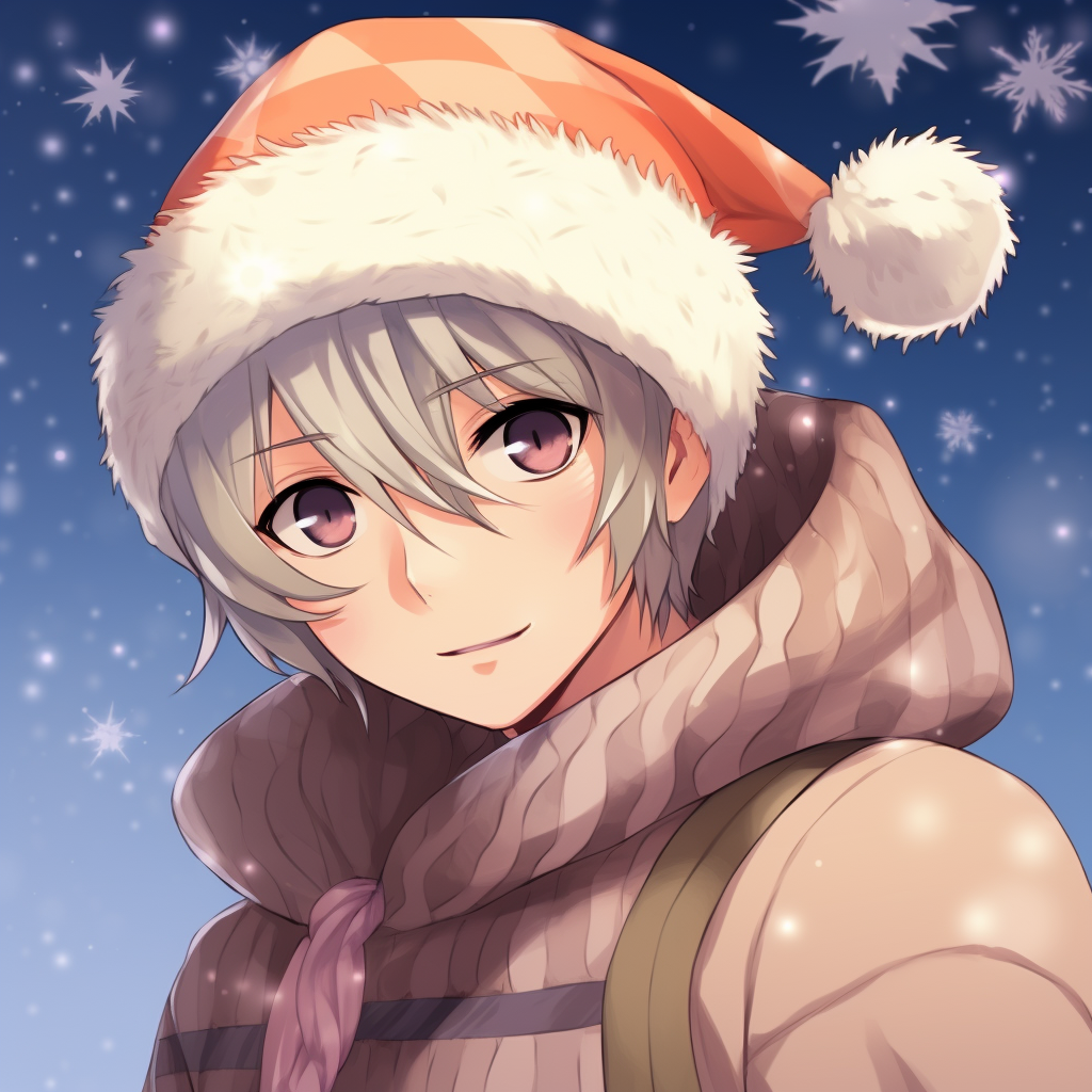 Naruto Uzumaki dressed in Christmas clothing, with fine details and striking colors. anime christmas theme pfp