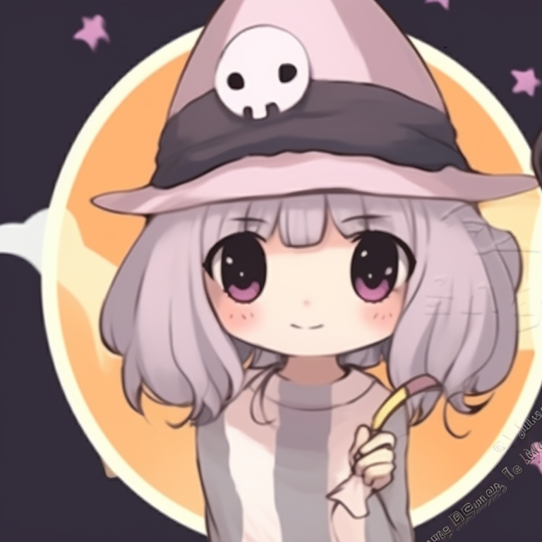 Close-up of two characters guarding a magical pumpkin, featuring a mix of soft and vibrant colors with fine Halloween-themed details. cute halloween matching meme pfp for best friends pfp for discord.