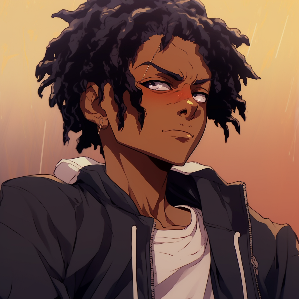 Mysterious black anime character shrouded in darkness, with a focus on dark tones and shadow detailing. alluring black anime boy characters pfp