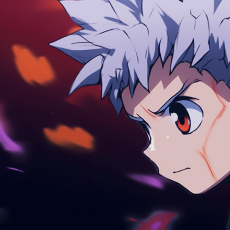Gon and Killua ready for combat, dynamic poses and intense looks. gon and killua matching pfp gif pfp for discord.