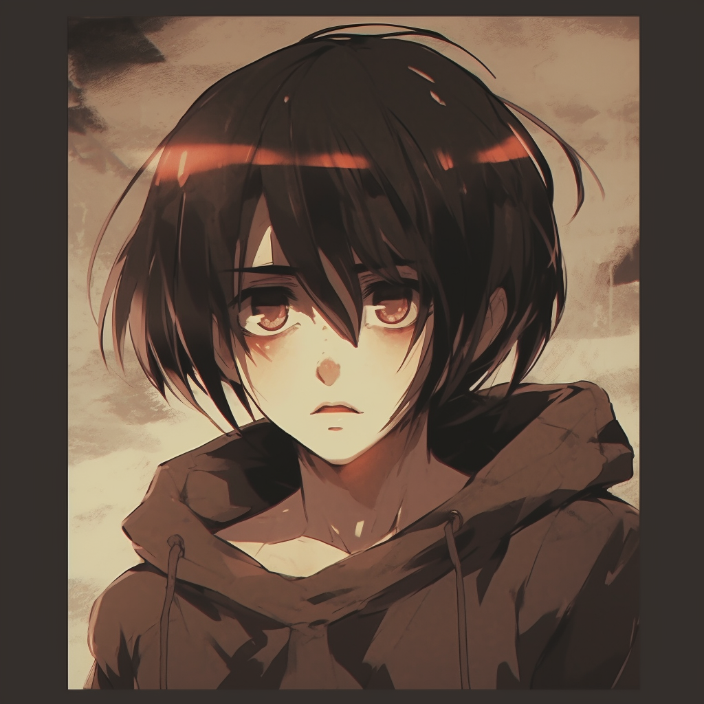 Attack on Titan's Eren in muted tones and with subtle textures. aesthetic anime character pfp anime pfp