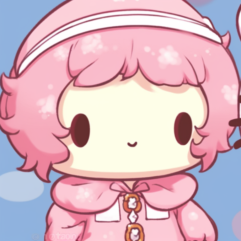 Two characters in Hello Kitty character inspired outfits, pastel colors and soft expressive eyes. hello kitty pfp matching boys and girls pfp for discord.