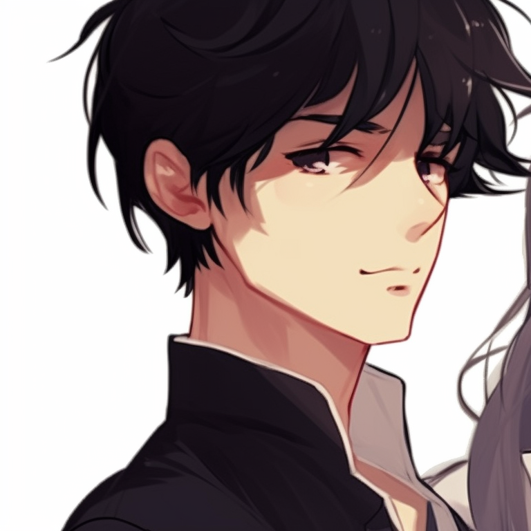 Two characters in matching costumes, hands joined, cool colors with a winter theme. endearing matching couple pfp pfp for discord.