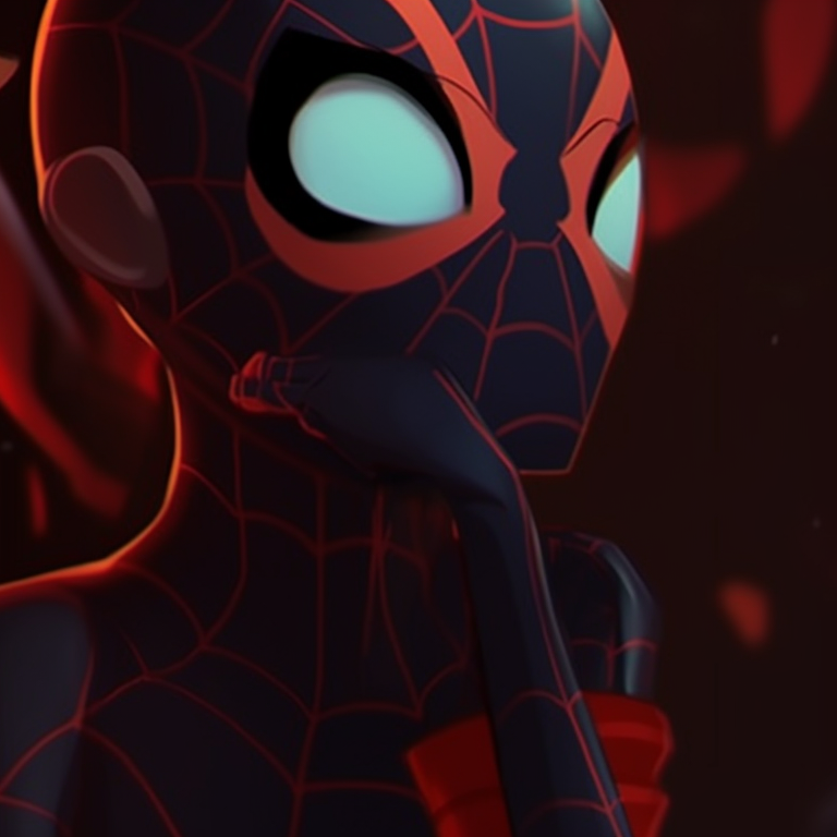 Gwen and Miles with pumpkin-themed backgrounds, quirky and cartoonish style. gwen and miles in an upside down halloween universe pfp for discord.