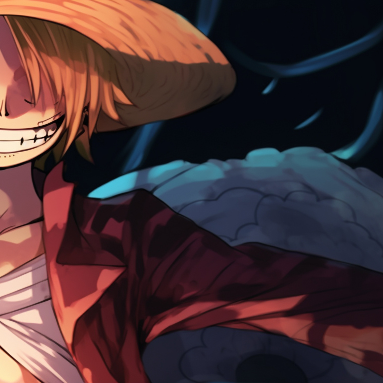 Luffy and Nami in vibrant horror-themed costumes, with a nocturnal cityscape in the background. one piece halloween matching pfp pfp for discord.