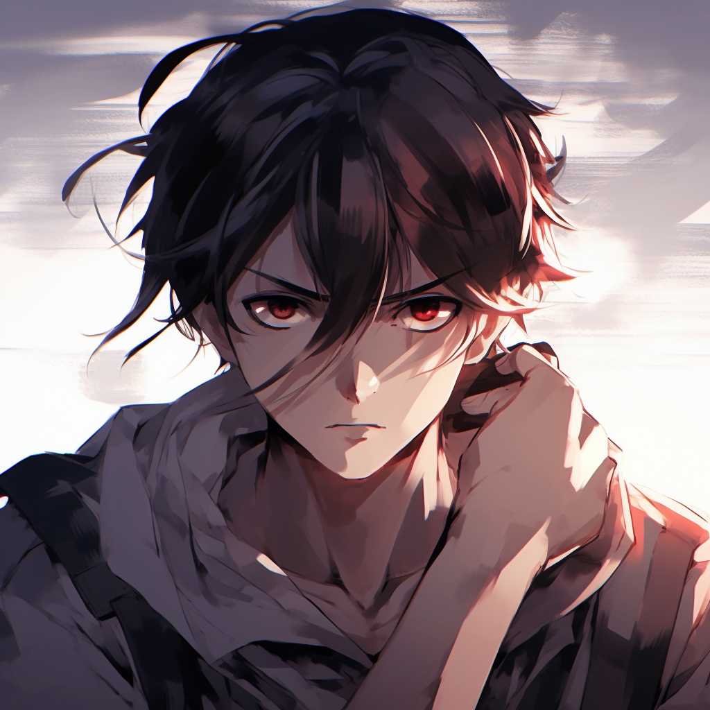 Levi Ackerman from Attack on Titan in combat stance, with dynamic lines and strong shadows. cool pfp anime portraits pfp for discord.