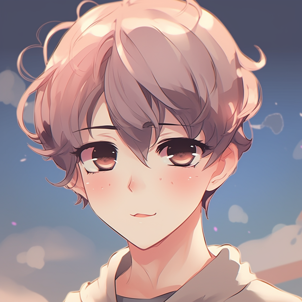 Profile of an innocent anime boy, light colors and gentle shading. cute anime boy pfp anime pfp