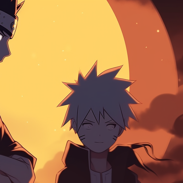 Naruto and Sasuke in fierce combat stances, set against a eerie Halloween night background. naruto and sasuke halloween duo pfp themes pfp for discord.