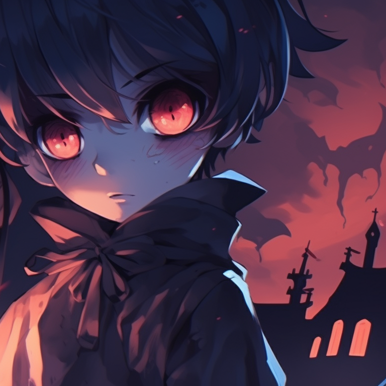 Two characters as spirits, ethereal glow and a distinct anime art style, staring through each other. halloween anime themed discord pfp matching ideas pfp for discord.