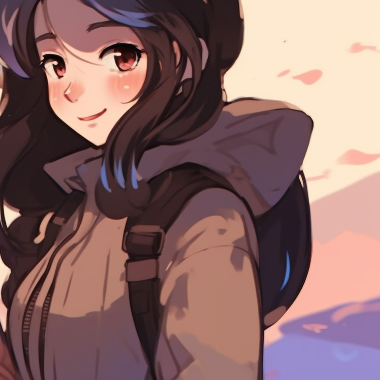 Two school-uniform-clad characters, soft colors and gentle smiles, posing with linked arms. matching pfp for best friends inspiration pfp for discord.