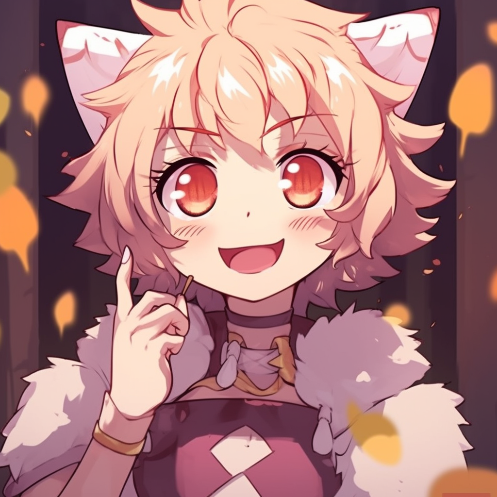 Anime Cat Girl with lively expressions, emphasized features and vibrant colors. charming anime pfps