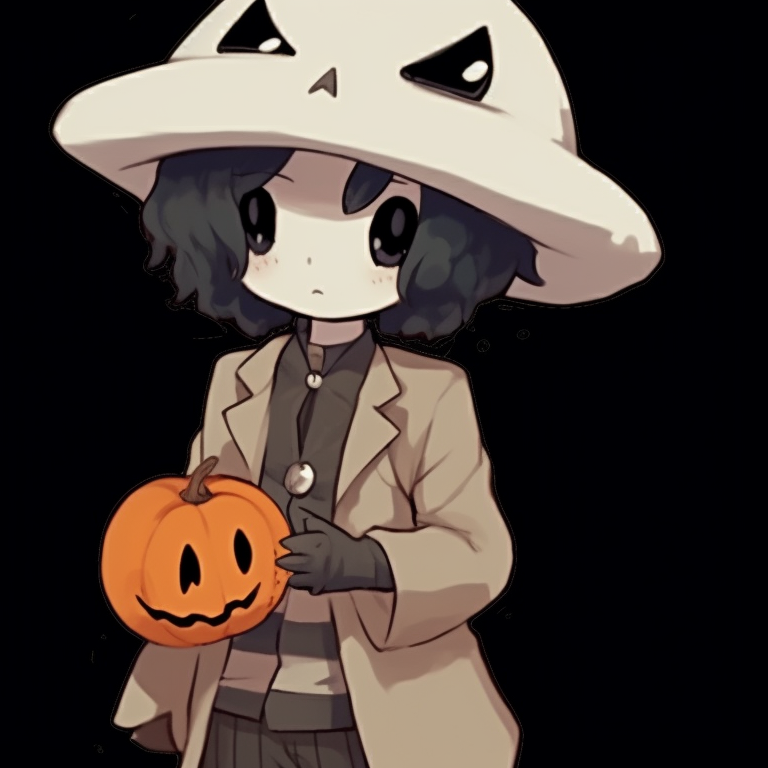 Two characters holding candies, vibrant colors and cartoony style. diverse halloween matching pfp pfp for discord.