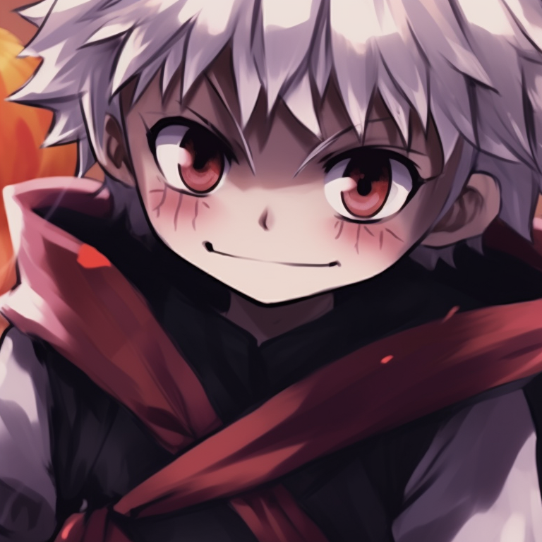 Killua and Gon enveloped in a mystical, otherworldly aura, surrounded by Halloween ornaments. killua and gon matching pfp halloween theme inspiration pfp for discord.