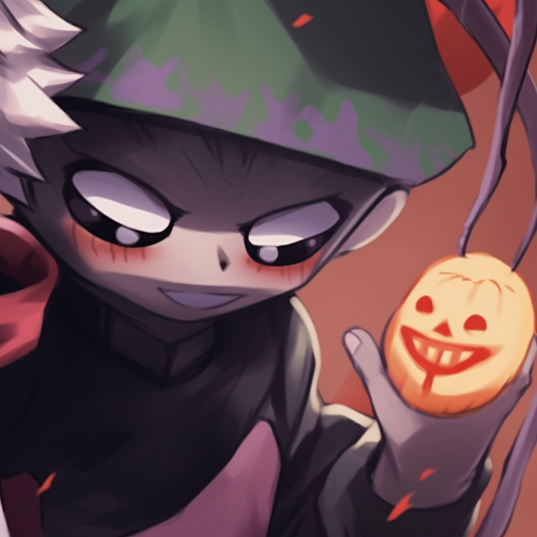 Killua and Gon enveloped in a mystical, otherworldly aura, surrounded by Halloween ornaments. killua and gon matching pfp halloween theme inspiration pfp for discord.