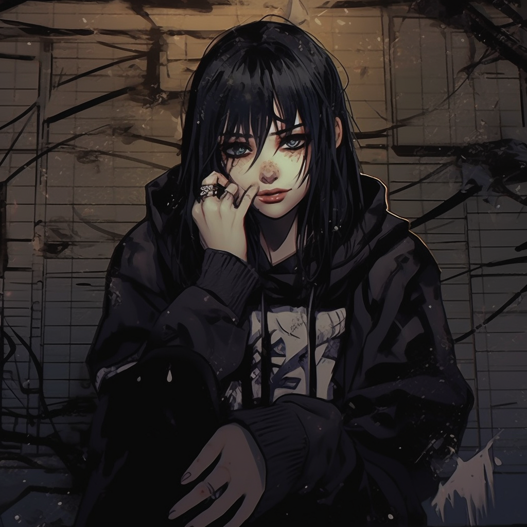 Cyberpunk-themed anime character with grunge elements, futuristic feel and muted neon colors. artistic grunge aesthetic pfp pfp for discord.