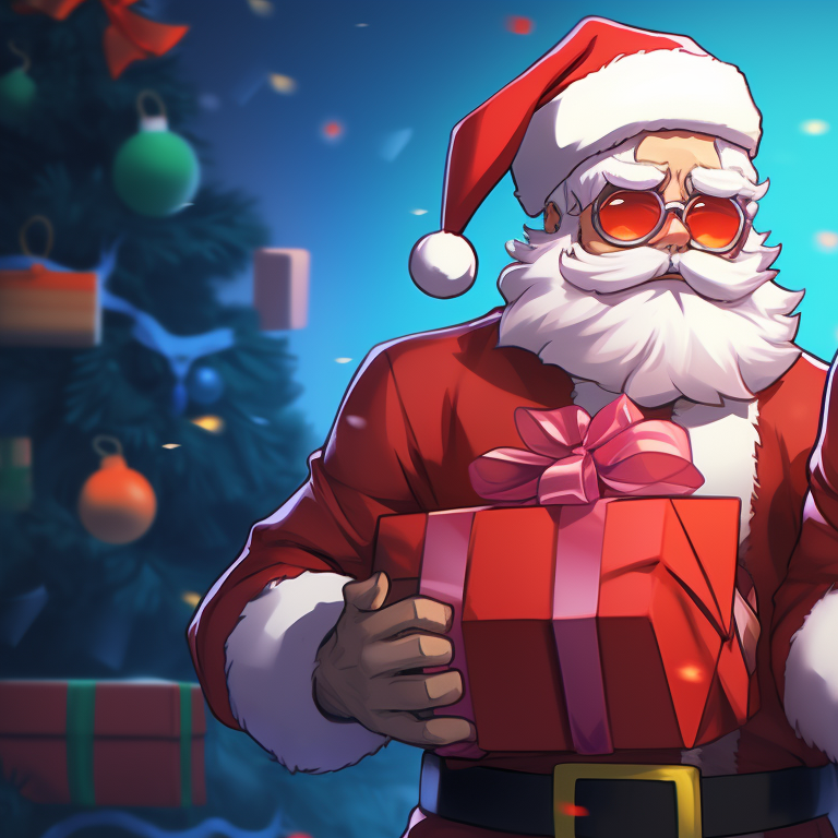 Two characters in Christmas sweaters, rich textures and warm colors, cheerfully toasting. creative matching christmas tiktok pfp pfp for discord.