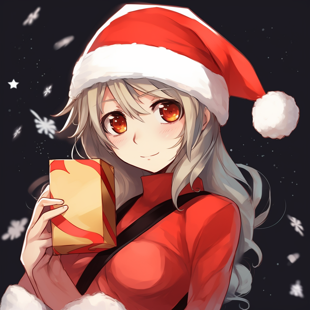 Anime girl with a hot cocoa mug, invoking coziness with warm tones. anime christmas pfp for girls