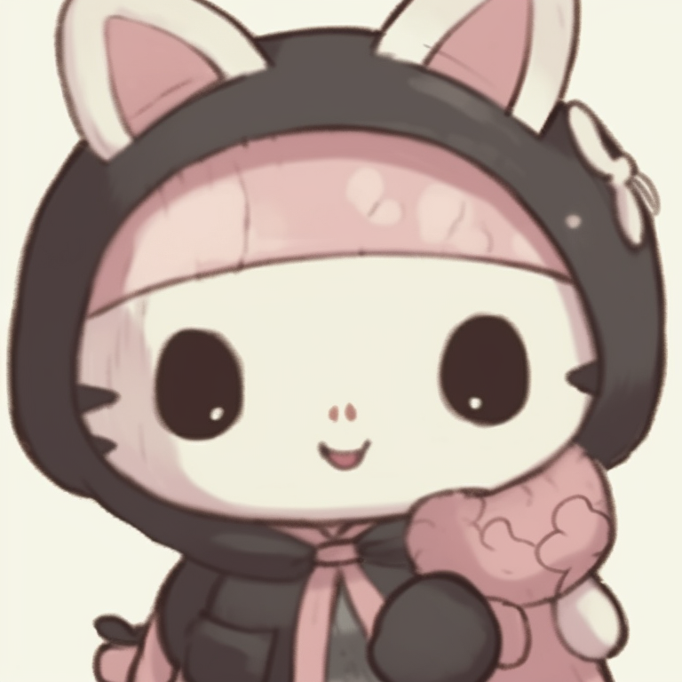 Two characters, Tuxedosam-themed, cool tones with delectable food details. sanrio adorable matching pfp pfp for discord.