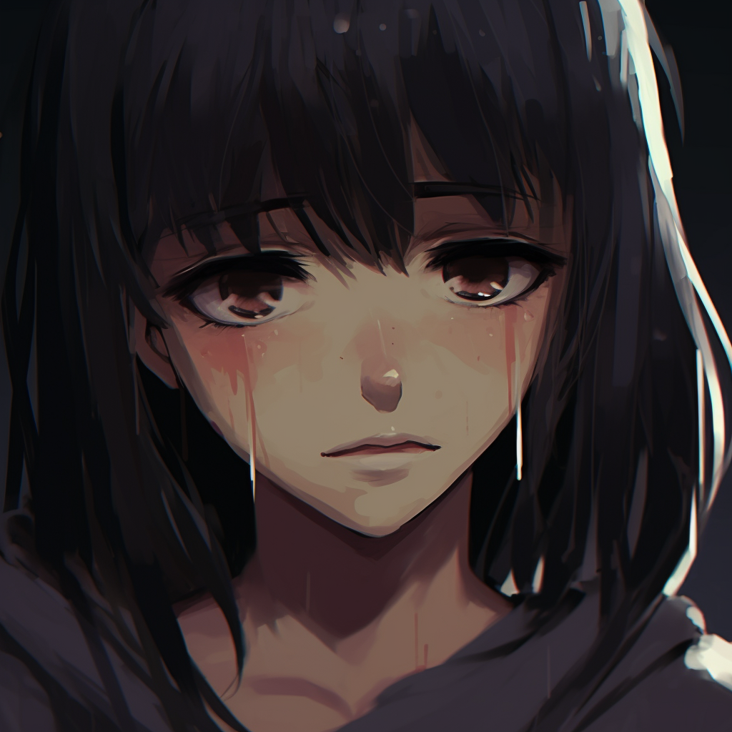 A detailed anime character looking downward, pastel hues and subtle lines. artistic sad anime pfpHD, free download
