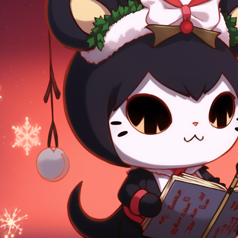 Two Kuromi characters caroling, scene highlighted by warm lighting and sheet music. matching kuromi christmas pfp ideas pfp for discord.