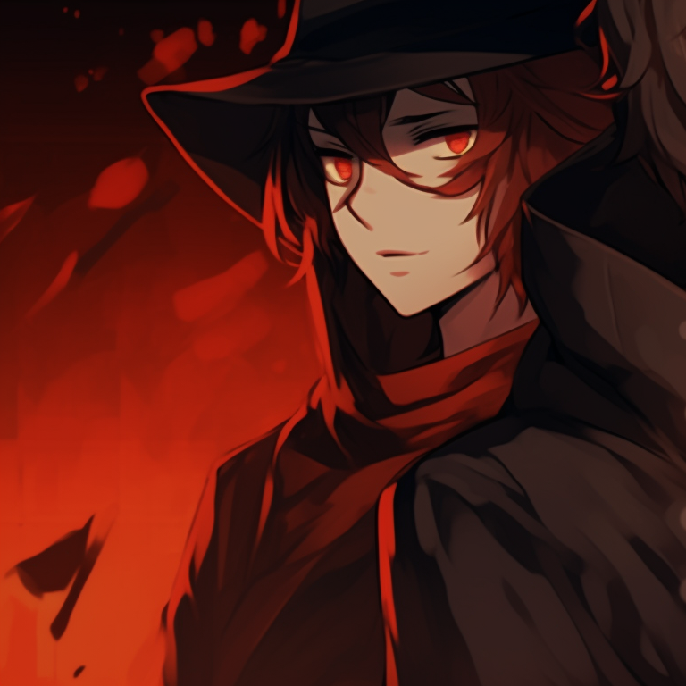 Osamu Dazai and Chuuya in Halloween costumes, warm autumn colours with striking contrast of dark shadows. osamu dazai halloween anime pfp pfp for discord.