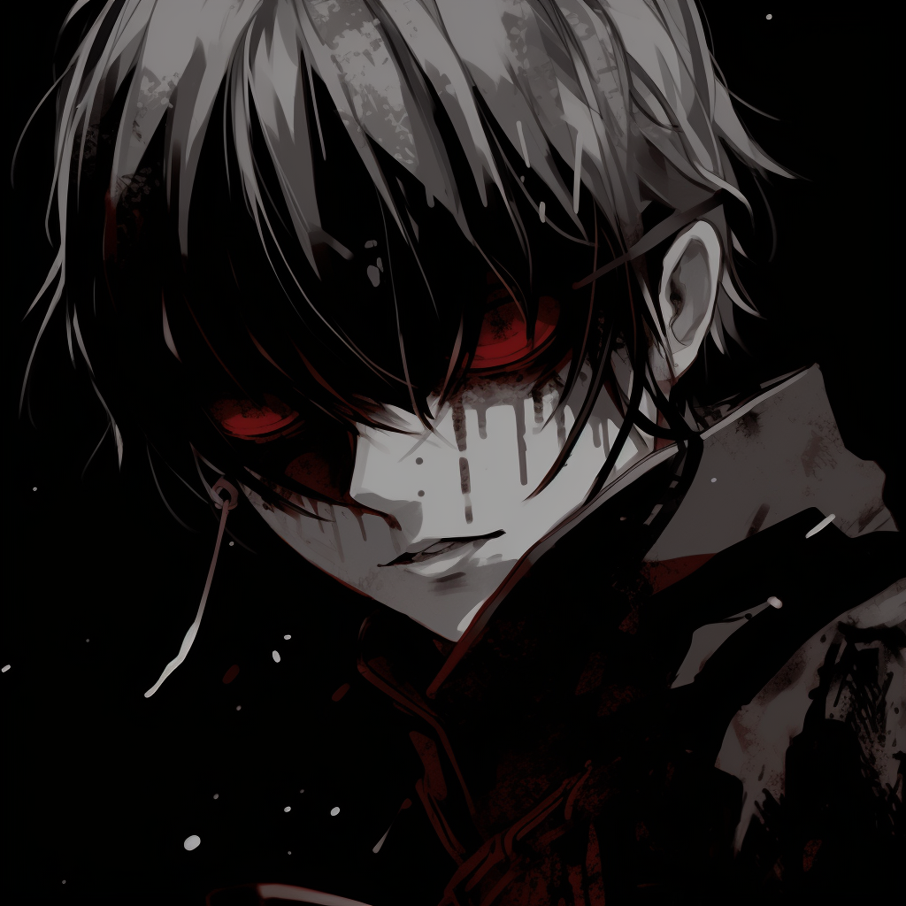 Kaneki Ken's eyes, blood-red with black and white motif. dark anime pfp maleHD, free download
