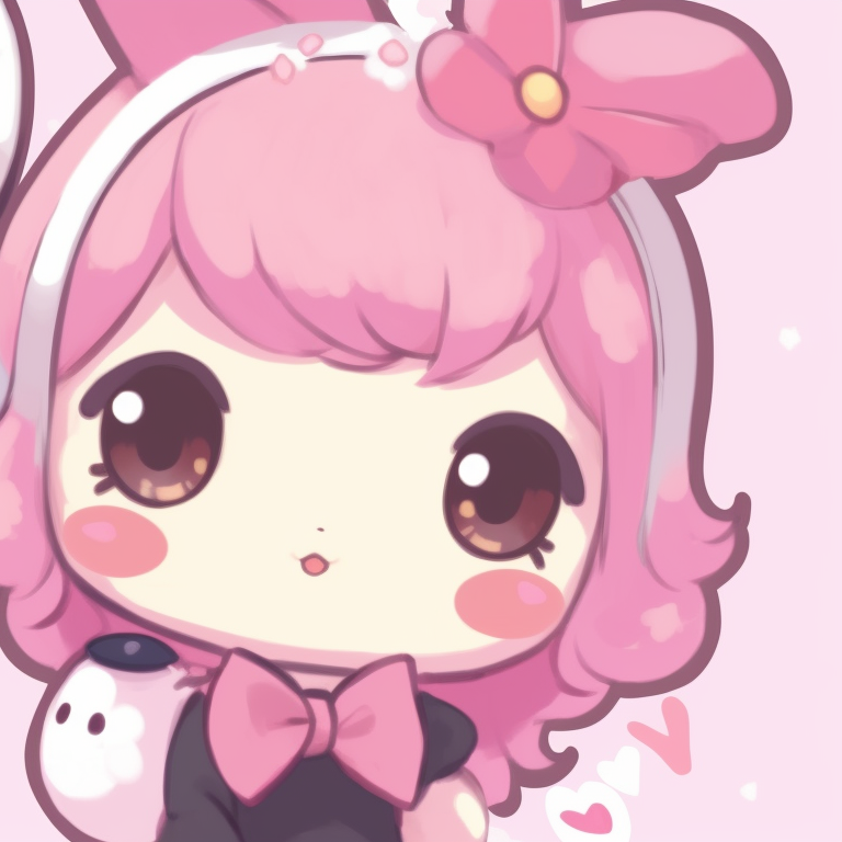 Two characters with similar attributes, sugary colors and kawaii art style. classic matching sanrio pfp pfp for discord.