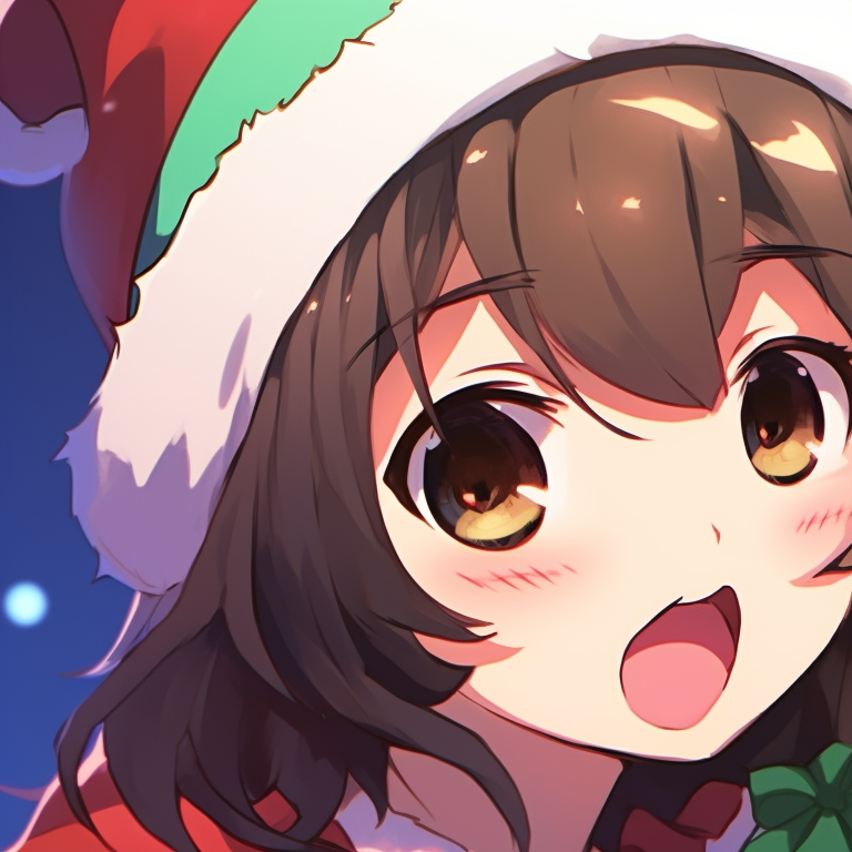 Two characters, vibrant Christmas colors and dynamic expressions, reveling in festivity. latest matching christmas themed pfp pfp for discord.
