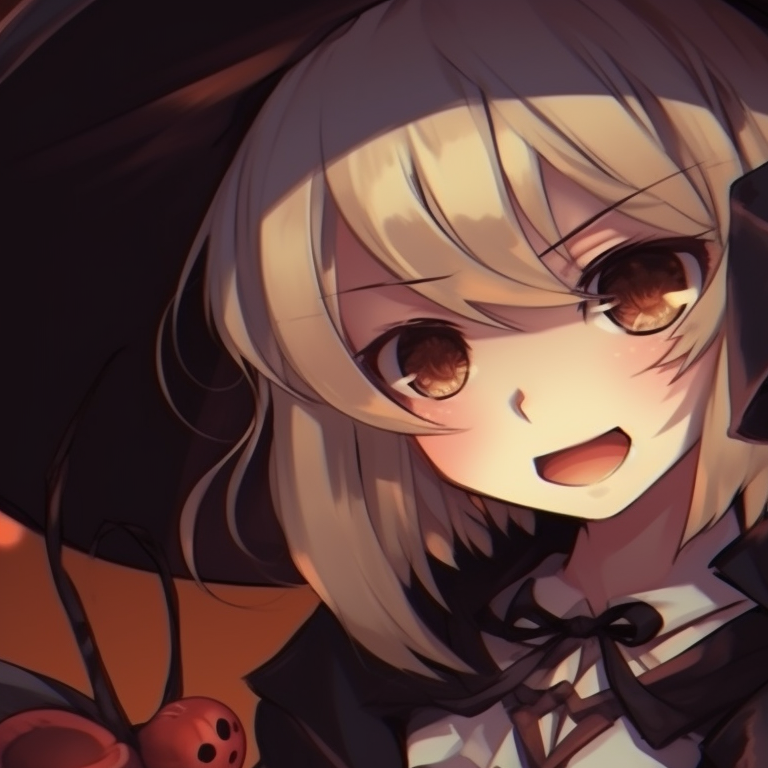 Two girls in their witch suits with subtle silver highlights under moonlight, cool colors with balanced intensity. cute girl anime halloween matching pfp pfp for discord.