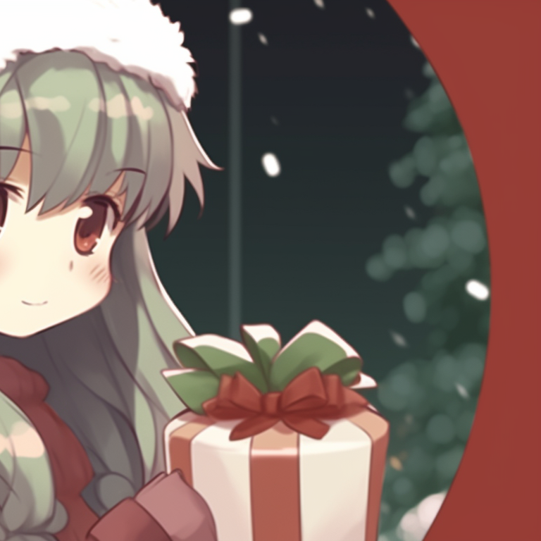 Two characters, holding candy canes, vivid outfits and clear expressions. matching christmas pfp ideas for discord server pfp for discord.