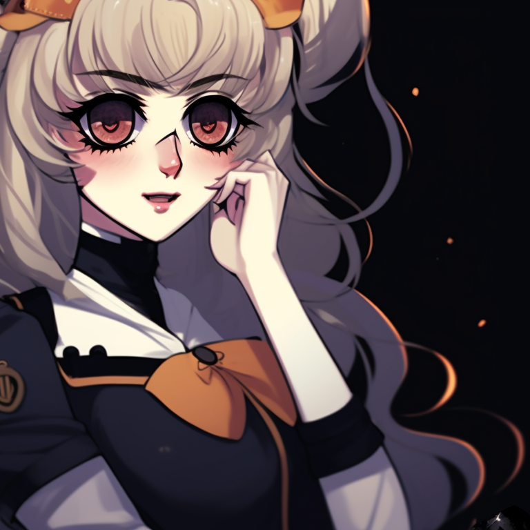 Two characters, strong outlines and bold oranges, standing back-to-back with a haunted house in the back. sailor moon matching pfp halloween theme ideas pfp for discord.